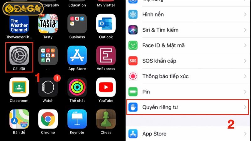 Cần cấp quyền truy cập cho app Daga trên thiết bị khi cài đặt